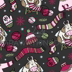hygge cow knits sweater christmas bull seamless pattern vector