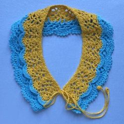 Yellow-blue double detachable collar crochet with ties