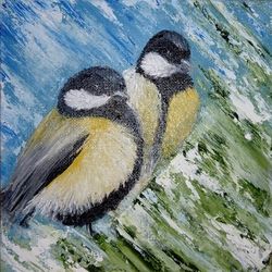 Oil painting "Winter birds"