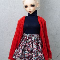 Fairyland Feeple60 SD BJD clothes - Red flower skirt (Feeple 60 Moe)