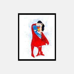Superman Wonder Woman DC Superheroes Art Print Digital Files decor nursery room watercolor