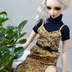 Fairyland Feeple60 SD BJD clothes - Yellow maxi dress (Feeple 60 Moe)