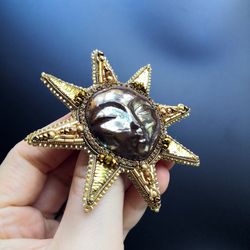 The Sun beaded brooch pin gift for women