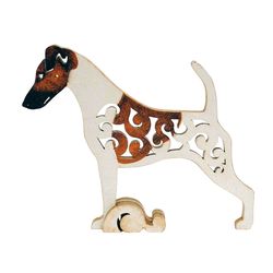 smooth Fox terrier figurine, dog statuette made of wood (MDF), statuette hand-painted with acrylic