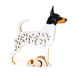 Toy Fox terrier figurine, dog statuette made of wood (MDF), statuette hand-painted with acrylic
