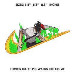 chainsaw man embroidery design file / chainsaw man anime embroidery design/ denji and pochita embroidery design swoosh