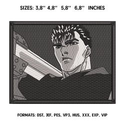 guts berserk embroidery design file / berserk anime embroidery design/ berserk guts embroidery design