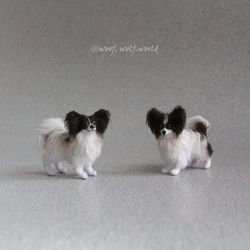 Papillon. Miniature realistic figurine. Custom made crocheted toy. Pet portrait. Great gift for dog lovers. Pet for doll