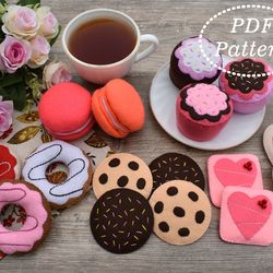 Felt Sweets Set for pretend play PDF Pattern, Play food Kids gift