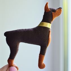 Felt Dog Ornament handcrafted Custom pet Doberman, stuffed animals for crib mobile,