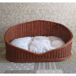 Wicker Pet Bed Large Oval Dog Bed Wicker Cat Basket Dog Bed Cave Pet Beds For Dogs Cat Bed Furniture Cat Bed Cute
