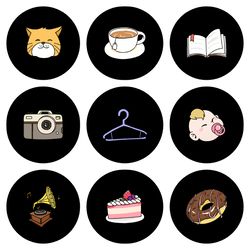 50 caarton lifestyle highlight instagram icons. cute social media icons. digital download.