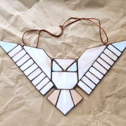 stained glass owl handmade barn owl suncatcher farm art boho wall decor boho art farm wall decor owl painting owl decor
