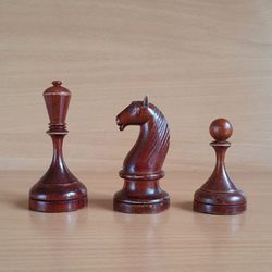 Botvinnik spare replacement brown chess pieces: bishop, knight & pawn - weighted Soviet tournament chess parts 1950s