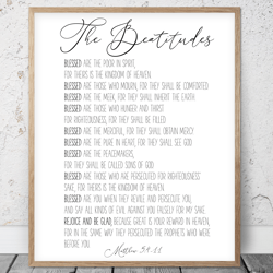 The Beatitudes, Matthew 5:4-11, Nursery Bible Verses, Printable Art, Scripture Prints, Christian Gifts, Kid Room Decor