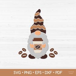 Gnome with Coffee SVG - Funny Coffee Lover SVG Cut File