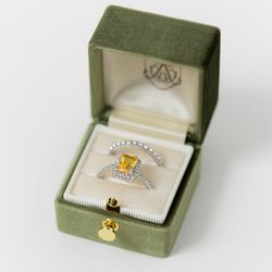 Grand Velvet Ring Box Monogrammed - CLASSIC - Vintage Style Handmade Monogram Engagement Wedding Proposals Temple
