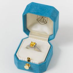 Ring Box Grand Genuine Suede Monogrammed OCTAGON Velvet Ring Box Vintage Handmade Antique Engagement Wedding Proposal