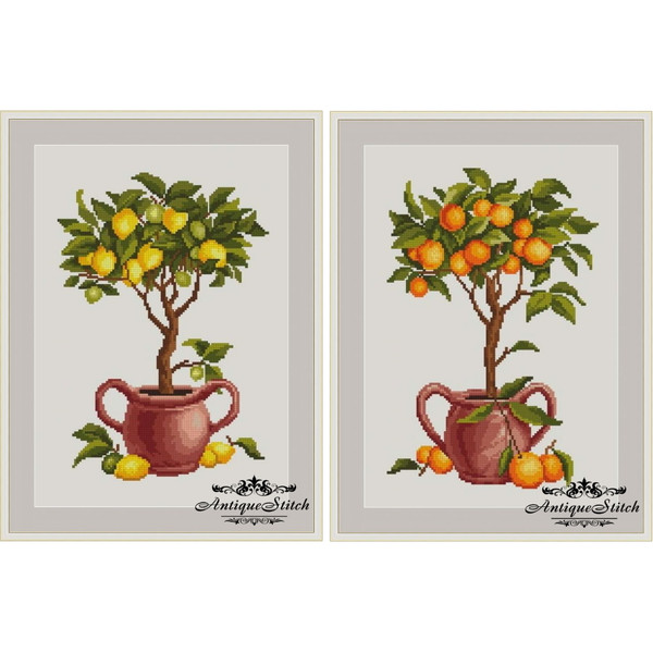 Lemon-Tree-Orange-tree-cross-stitch-pattern