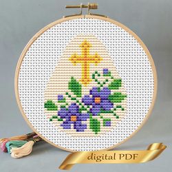 Easter pattern pdf cross stitch, Easy embroidery DIY, small pattern egg