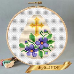 easter pattern pdf cross stitch, easy embroidery diy, small pattern egg