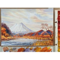 Mountains Art Print Digital Files Download  painting watercolor home decor wall decor Aquarelle landscape Print color