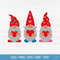 three gnomes holding hearts