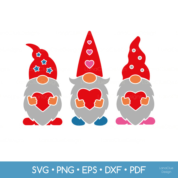 valentine gnomes with hearts
