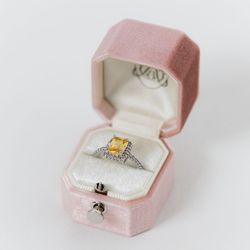 Velvet Ring Box Monogrammed Vintage Style OCTAGON Handmade Monogram Engagement Wedding Ring Proposals Styled Shoots