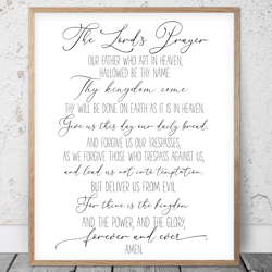 The Lord's Prayer, Our Father Who Art In Heaven Hallowed Be Thy Name, Bible Verse Printable Art, Scripture Christian