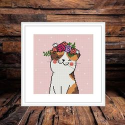 cat cross stitch pattern, easy counted cross stitch chart, animals cross stitch, hoop art, embroidery, kitty xstitch