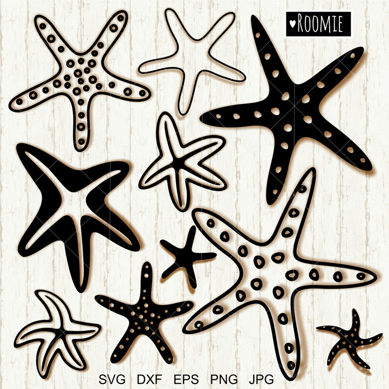 Seastars black and white clipart.jpg