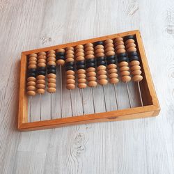 Soviet middle-sized abacus - 1970s-1980s vintage wooden calculator USSR