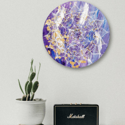 Purple flower mandala painting Lavender meditation wall decor Symbolism art