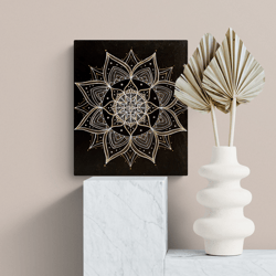 Minimalist flower mandala painting Meditation spiritual art Dark home decor