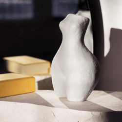 white concrete vase for natural flowers and dried flowers, 20 cm, flower vase, concrete decor, marble vase