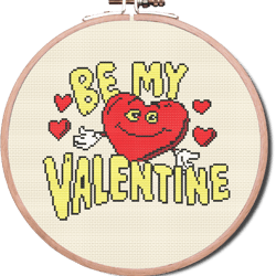 Be My Valentine, PDF Instant Download, modern cross stitch pattern, Valentine's Day Hearts