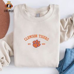 Clemson Tiger Football Embroidered Sweatshirt, NCAA Embroidered Shirt, NCAA Logo,  Embroidered Hoodie, Unisex T-Shirt