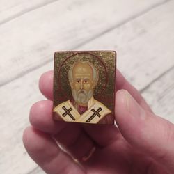 Saint Nicholas the Wonderworker | Archbishop of Myra | Hand painted icon | Orthodox icon | Travel size icon | Holy icon