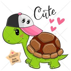 Cute Cartoon Turtle PNG, Girl, clipart, Cap, Sublimation Design, print, clip art