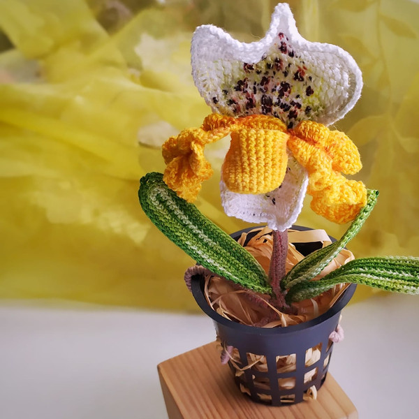 Orchid crochet pattern, set of two flower patterns, brooch and plant in a pot3.jpg