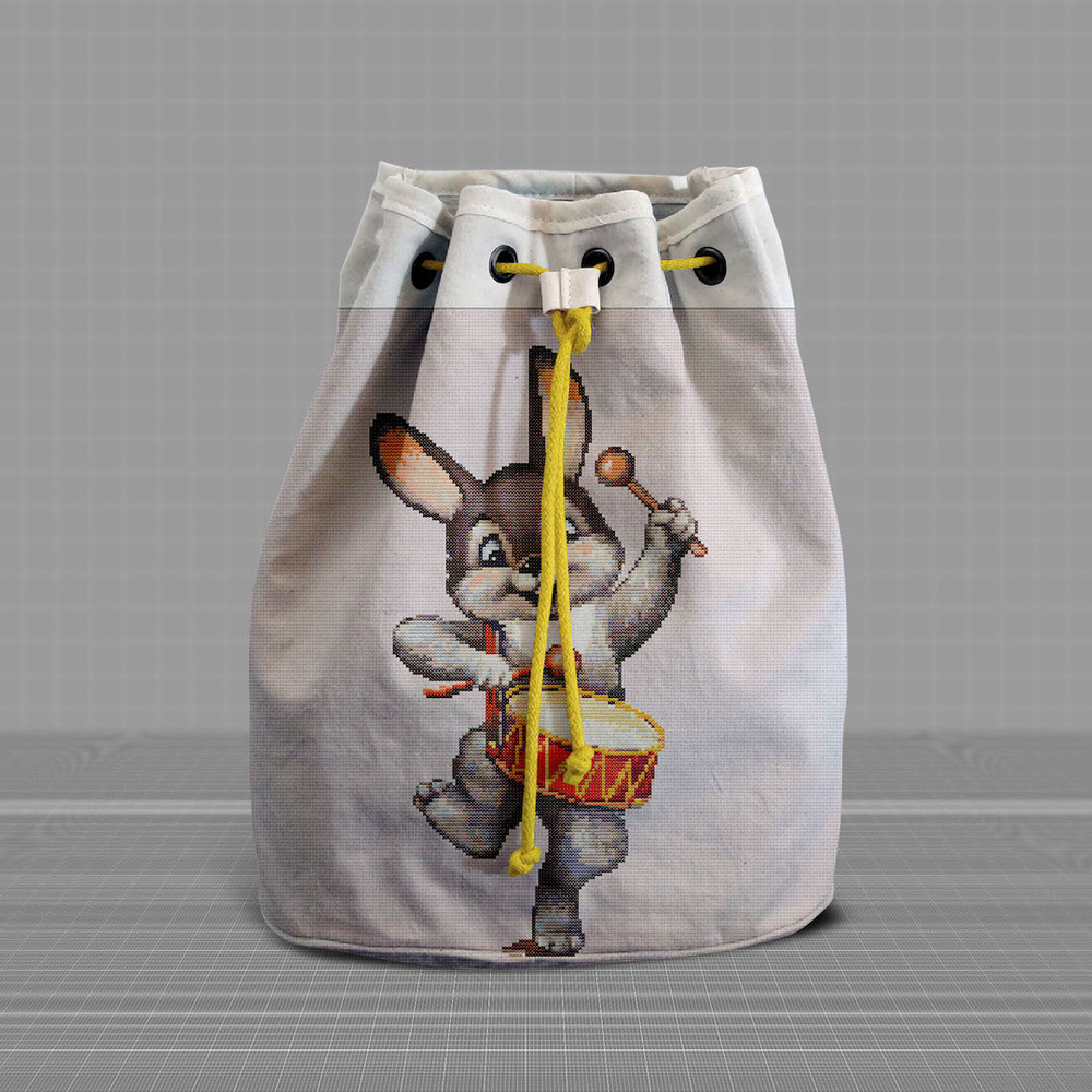 10 Funny Bunny with drum cross stitch pattern cross stitch chart for home decor and gift.jpg