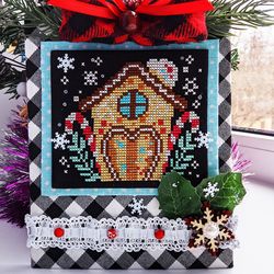Gingerbread house cross stitch, Christmas cross stitch, Primitive cross stitch, Christmas decorations, Digital PDF