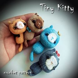 Tiny Kitty Crochet Pattern, amigurumi brooch pattern, crochet cat DIY, crochet kitty tutorial, how to crochet brooch