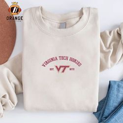 Virginia Tech Hokies Football Embroidered Sweatshirt, NCAA Embroidered Shirt, Embroidered Hoodie, Unisex T-Shirt