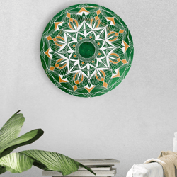 Green mandala meditation painting Sacred geometry home decor Symbolic painting
