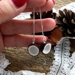 Silver chain earrings coconut