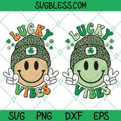 Lucky Vibes Png, Retro Smiley Face Png, St. Patrick's Day Png, Green Leopard Png