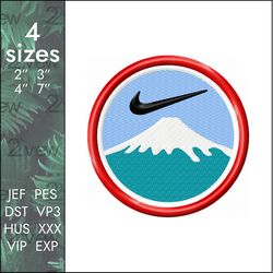 Nike Embroidery Design, mountain circle patch swoosh classic logo, 4 sizes