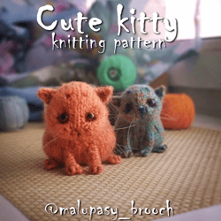 Cat Knitting Pattern, sitting kitty pattern, toy knitting pattern, cute cat tutorial, gift for catlover, how to knit DIY